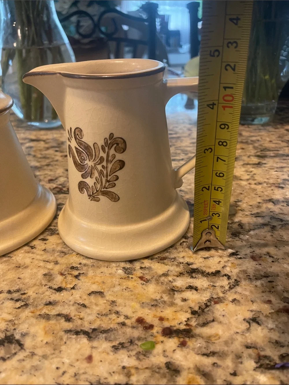 Vintage Pfaltzgraff Village Sugar Bowl With Lid & Creamer Yellow Brown Stoneware
